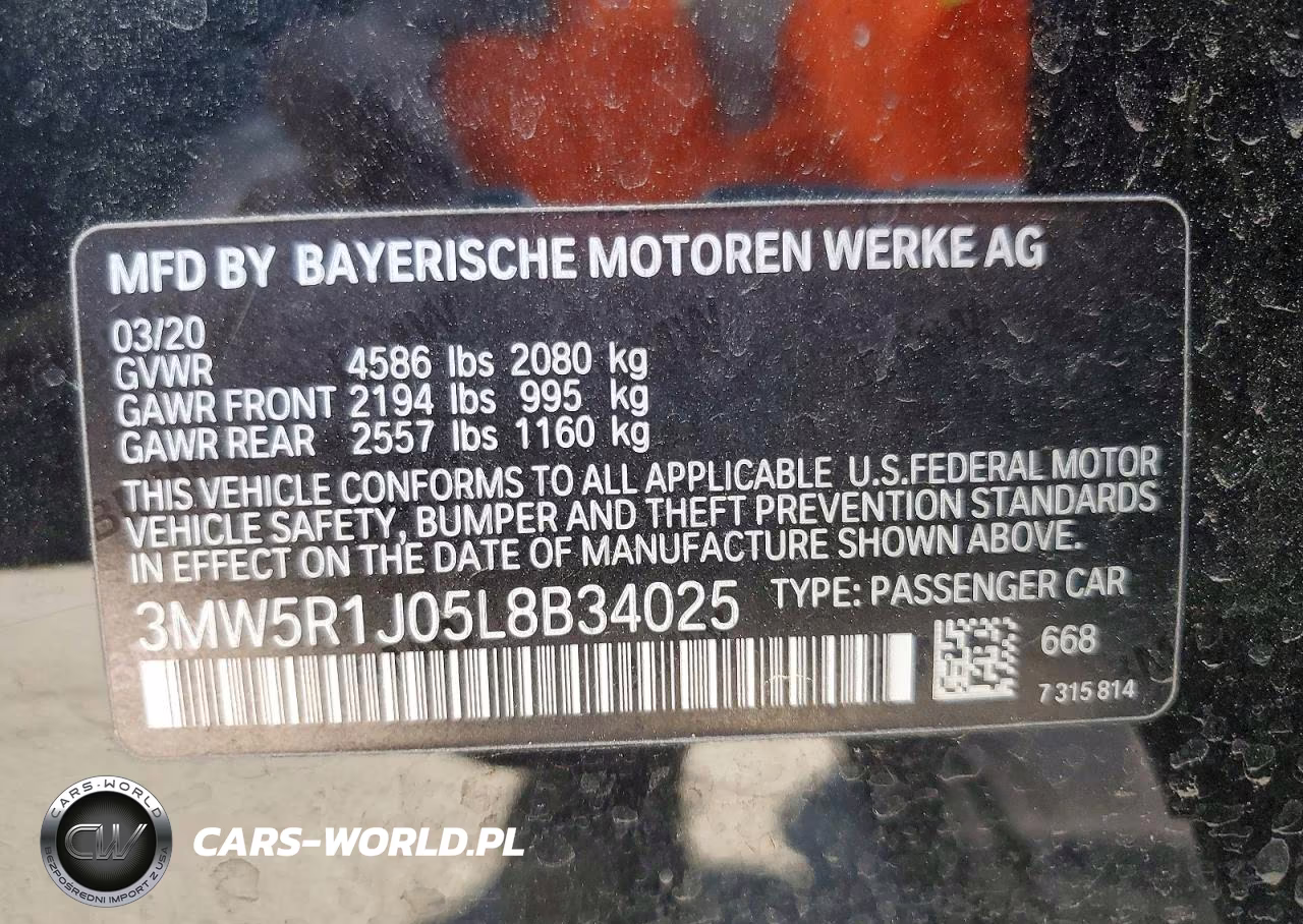 2020 BMW 330I VIN:3MW5R1J05L8B34025 - 13
