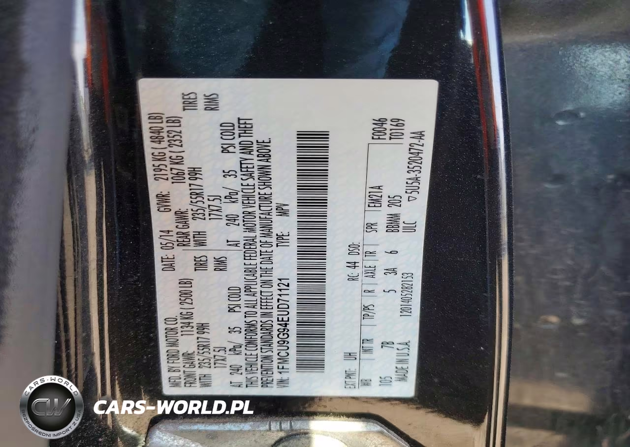 2014 Ford Escape Se VIN:1FMCU9G94EUD71121 - 13