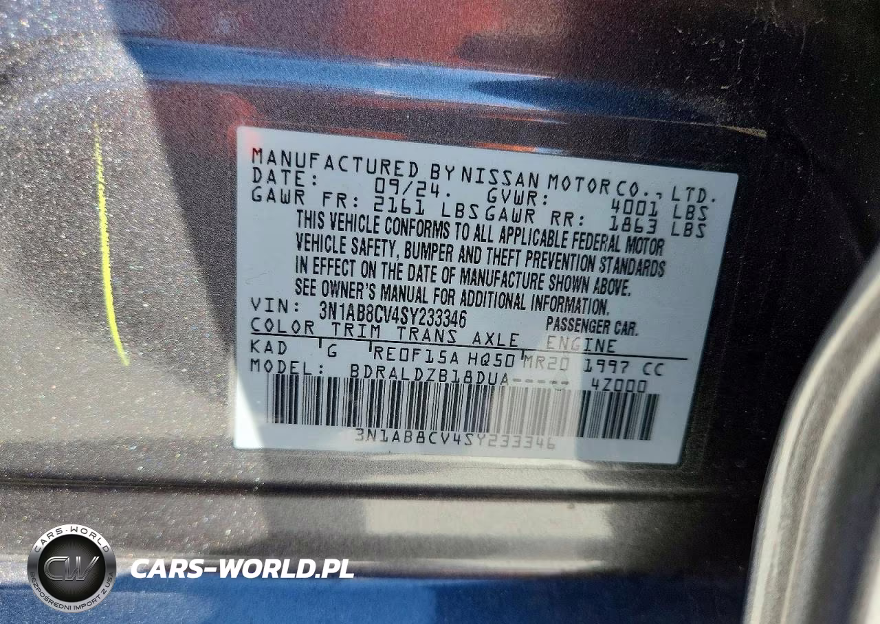 2025 Nissan Sentra Sv VIN:3N1AB8CV4SY233346 - 12