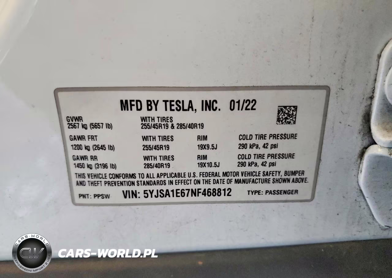 2022 Tesla Model S VIN:5YJSA1E67NF468812 - 13