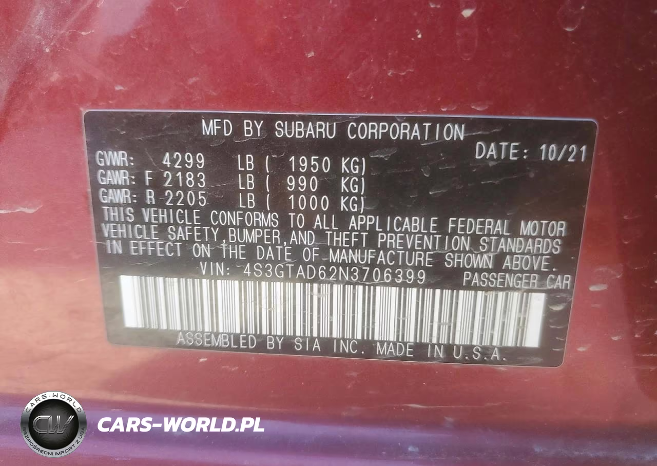 2022 Subaru Impreza VIN:4S3GTAD62N3706399 - 13