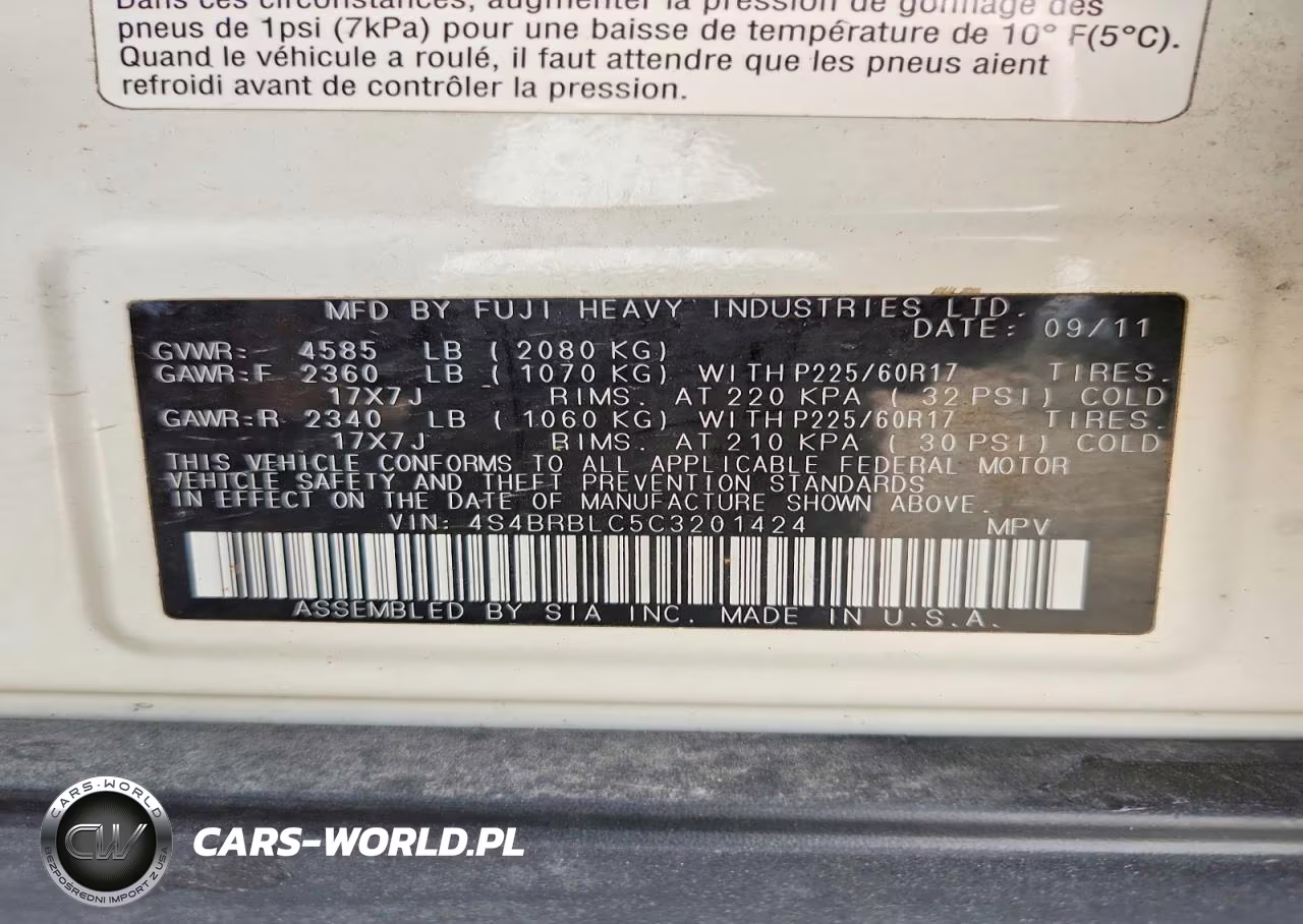 2012 Subaru Outback 2.5I Limited VIN:4S4BRBLC5C3201424 - 13