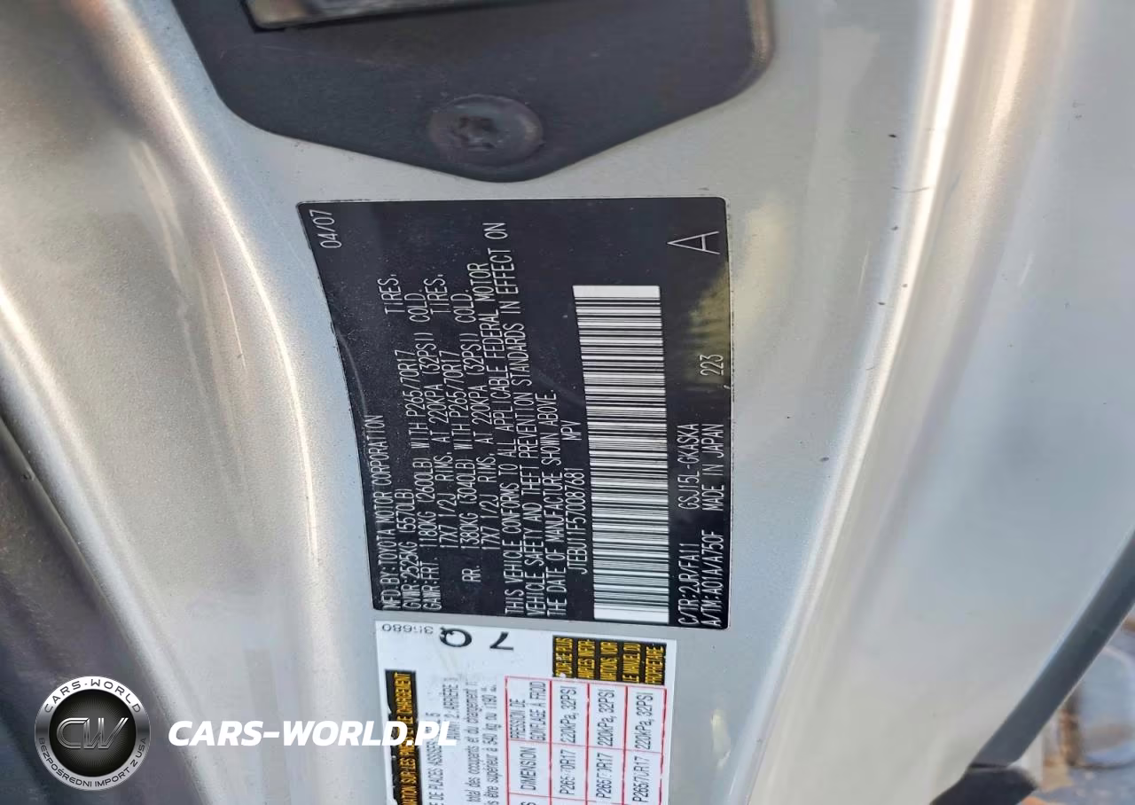 2007 Toyota Fj Cruiser Base VIN:JTEBU11F570087681 - 12