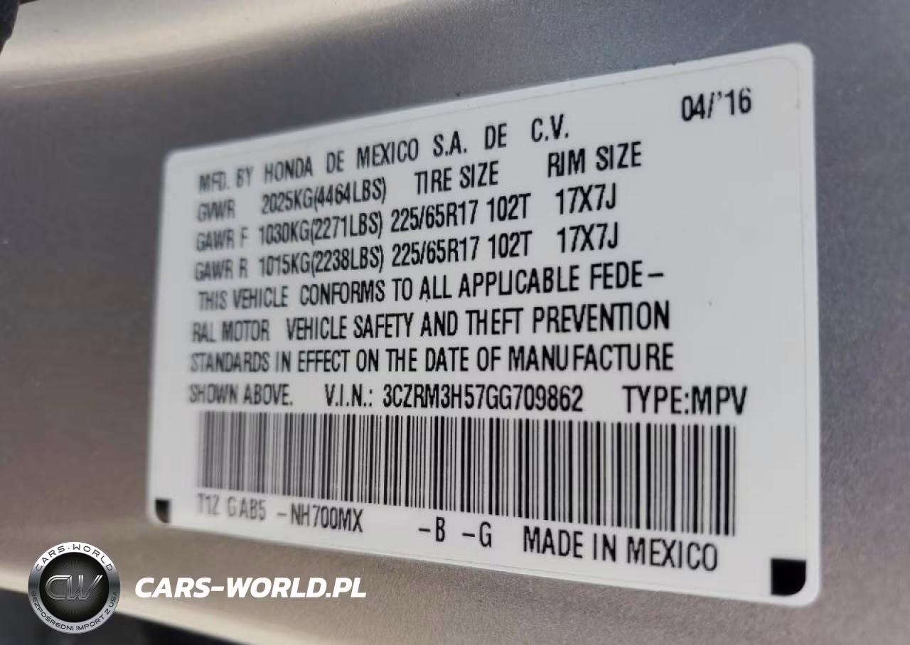 2016 Honda Cr-V Ex VIN:3CZRM3H57GG709862 - 14