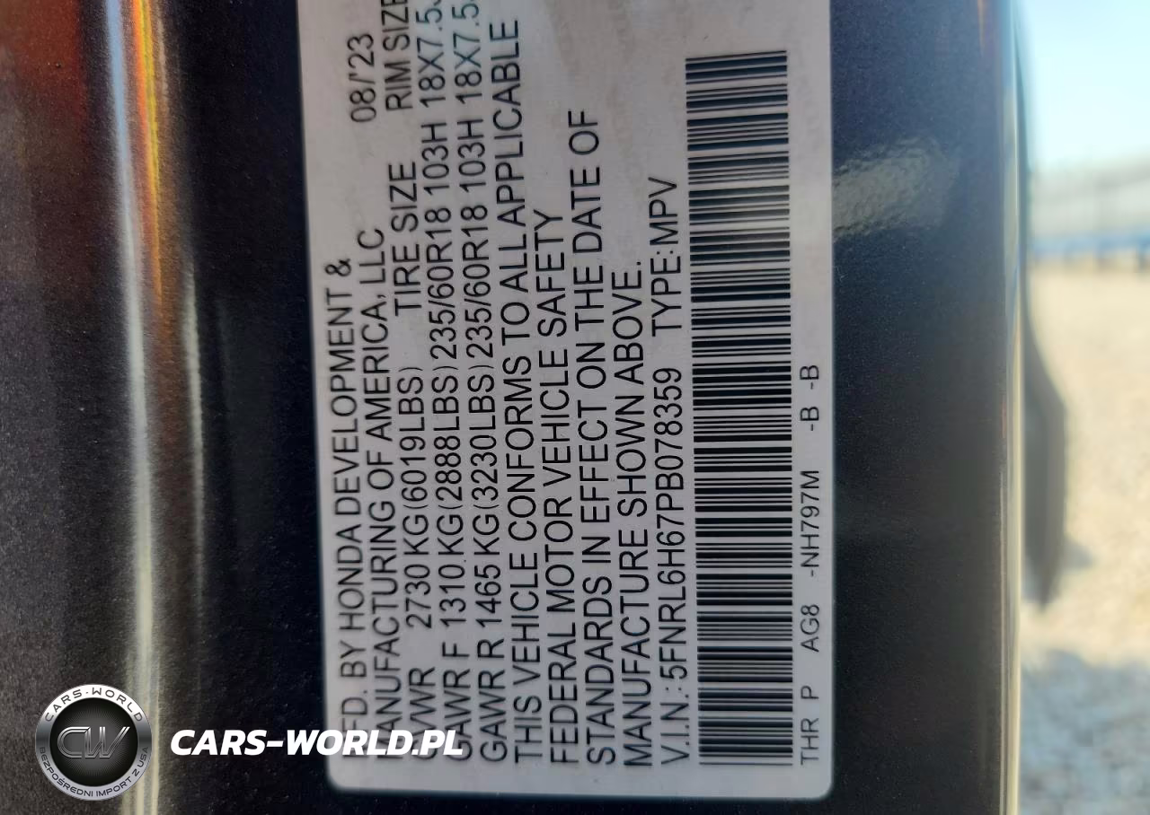 2023 Honda Odyssey Exl VIN:5FNRL6H67PB078359 - 13