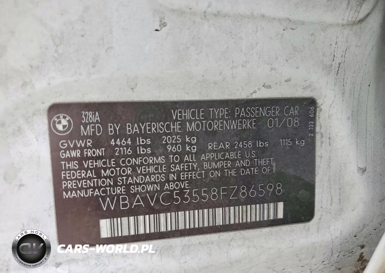 2008 BMW 328 I Sulev VIN:WBAVC53558FZ86598 - 12