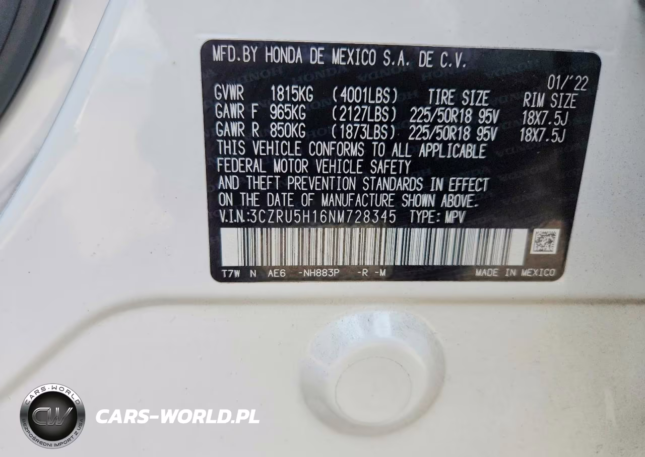 2022 Honda Hr-V Sport VIN:3CZRU5H16NM728345 - 12