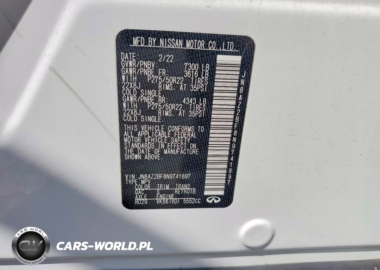 2022 Infiniti Qx80 Sensory VIN:JN8AZ2BF8N9741897 - 13