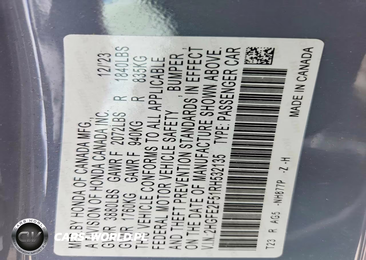 2024 Honda Civic Sport VIN:2HGFE2F51RH532135 - 13