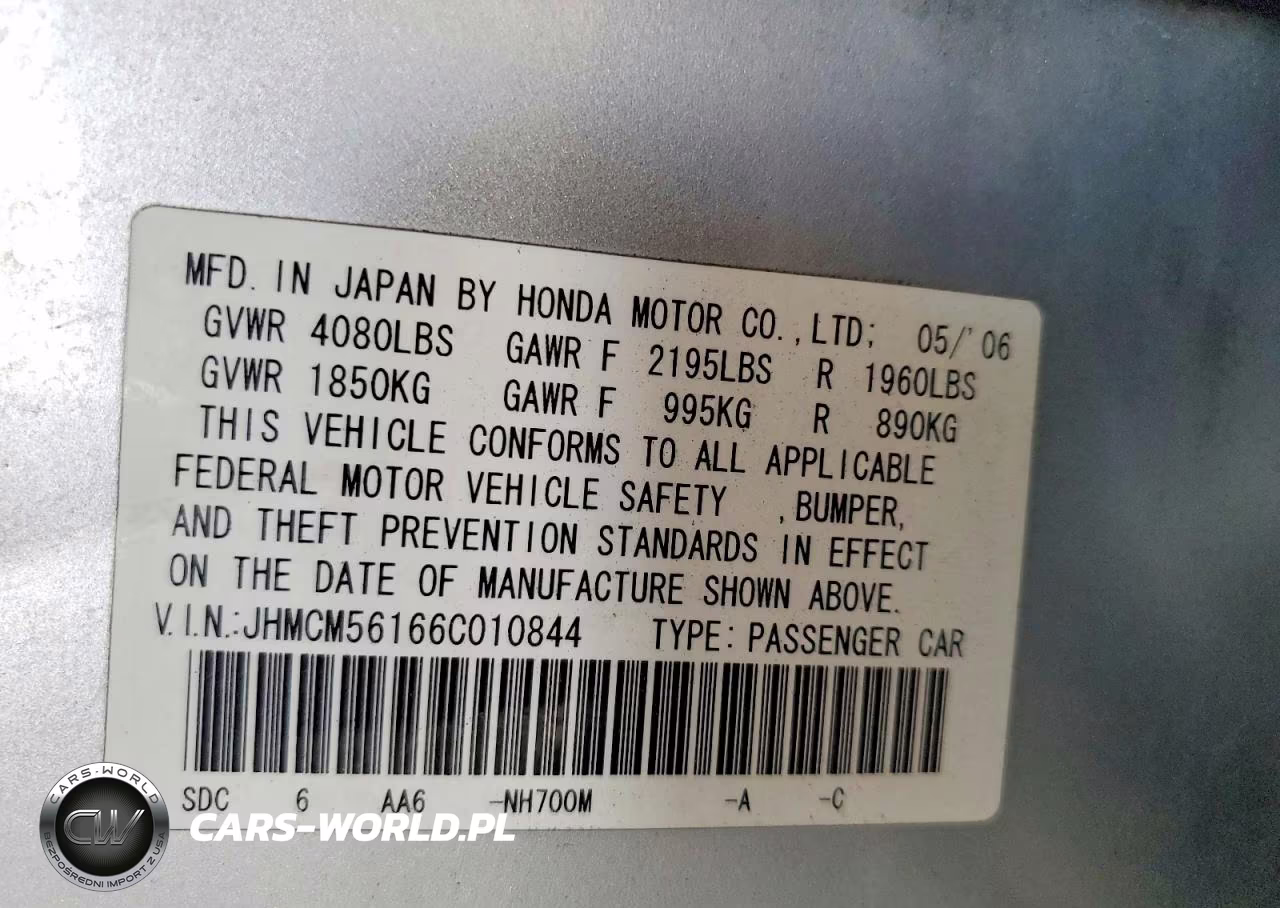 2006 Honda Accord Value VIN:JHMCM56166C010844 - 12