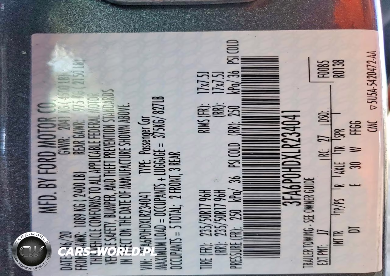 2020 Ford Fusion VIN:3FA6P0HDXLR234041 - 12