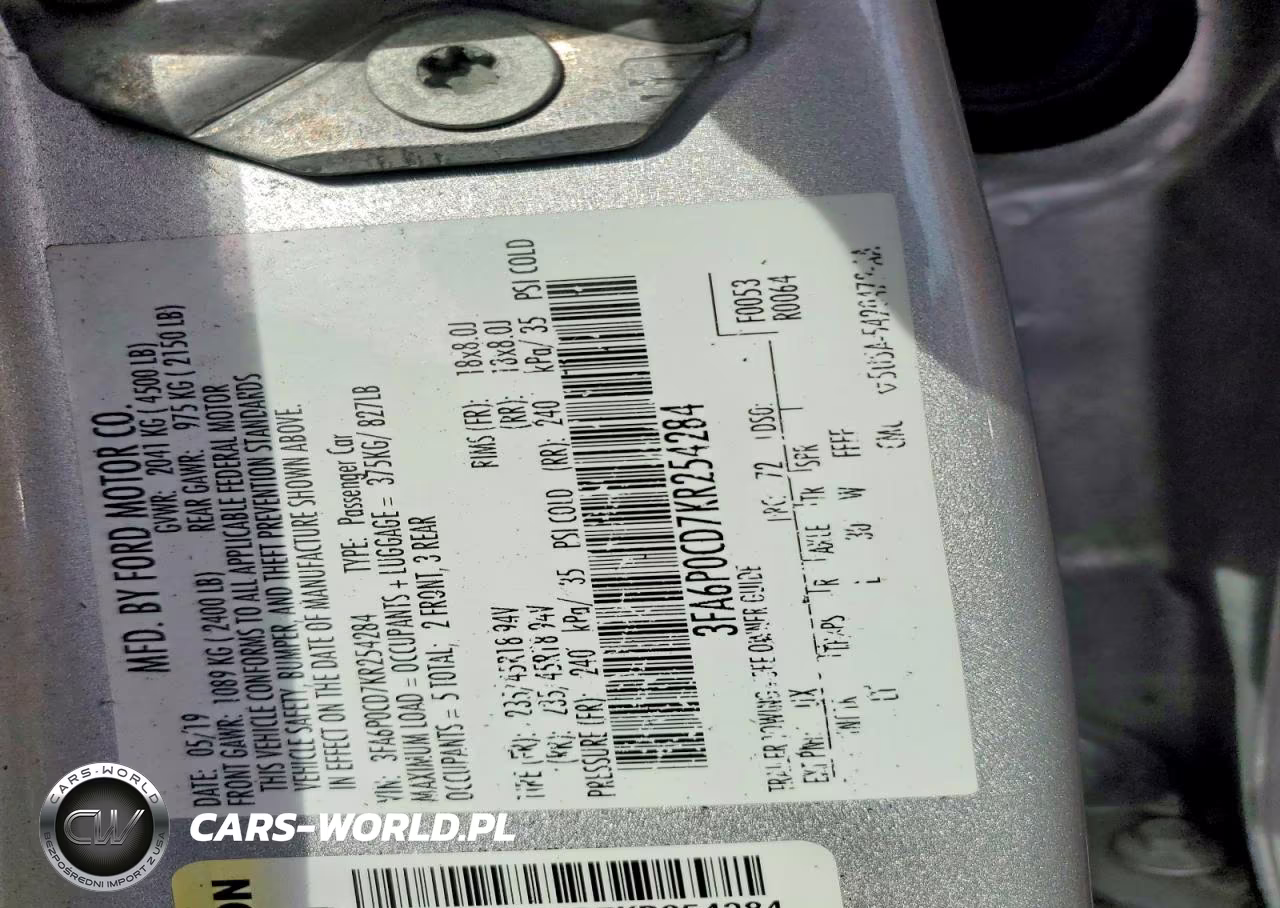 2019 Ford Fusion Sel VIN:3FA6P0CD7KR254284 - 13