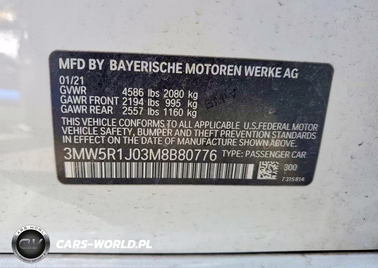2021 BMW 330I VIN:3MW5R1J03M8B80776 - 13
