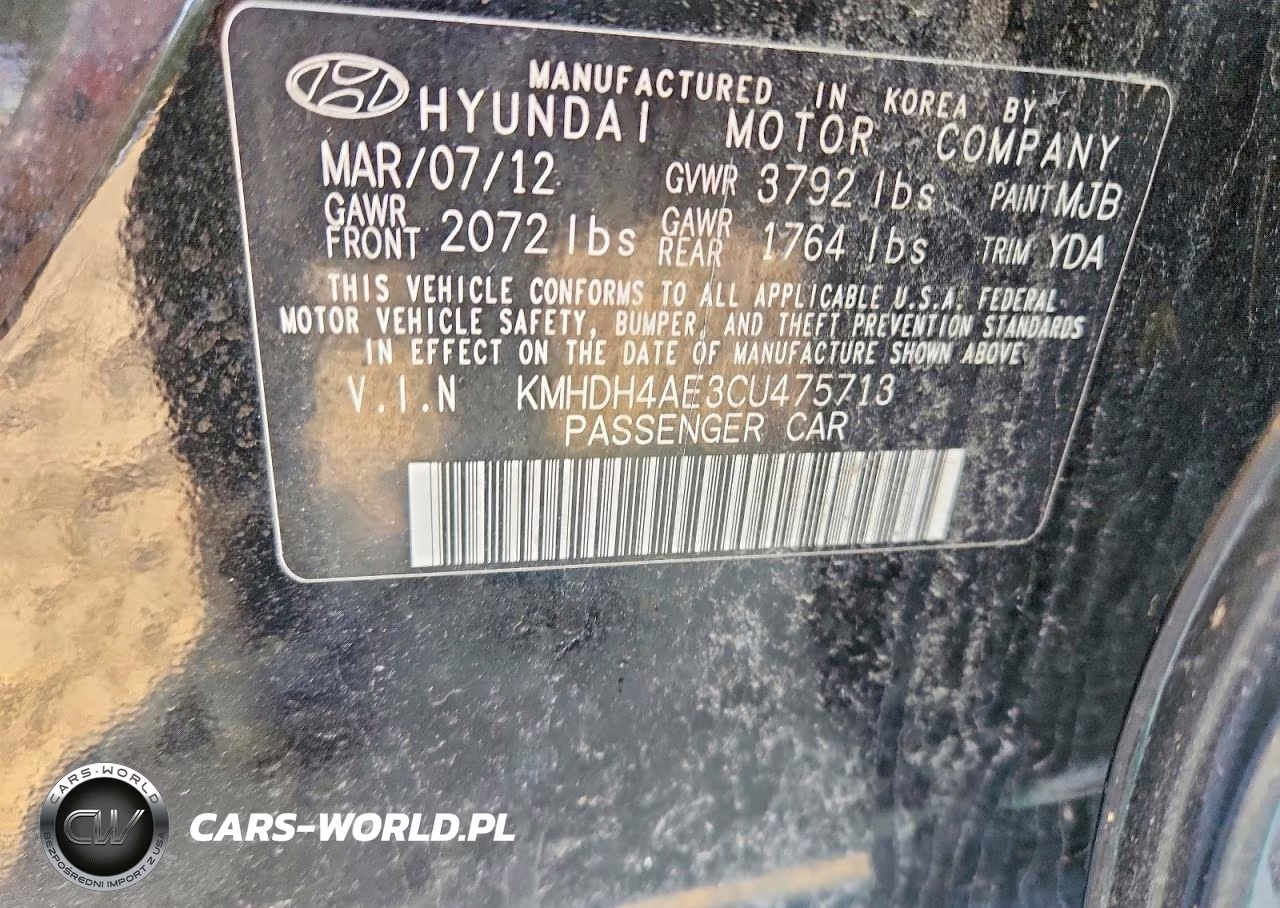 2012 Hyundai Elantra Gls VIN:KMHDH4AE3CU475713 - 13