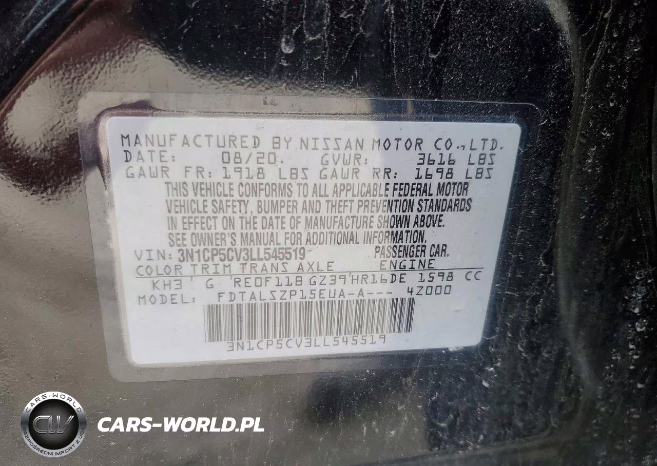 2020 Nissan Kicks Sv VIN:3N1CP5CV3LL545519 - 14