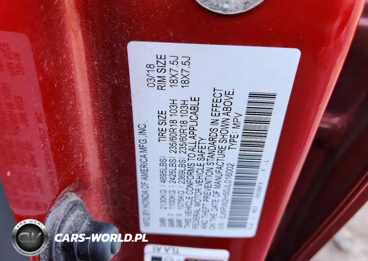 2018 Honda Cr-V Ex VIN:5J6RW2H50JL016002 - 13