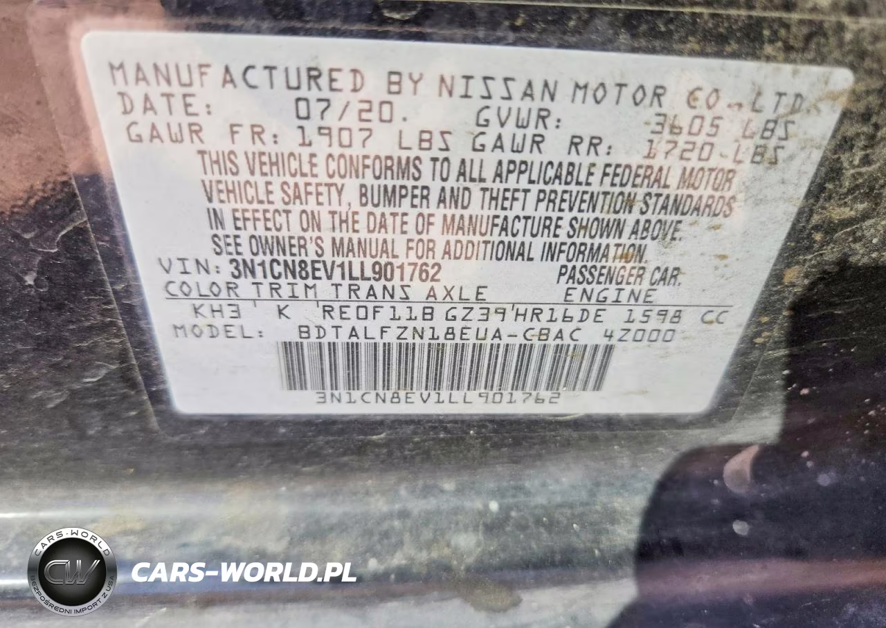 2020 Nissan Versa Sv VIN:3N1CN8EV1LL901762 - 12