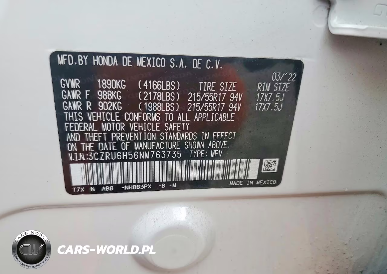 2022 Honda Hr-V Ex VIN:3CZRU6H56NM763735 - 13