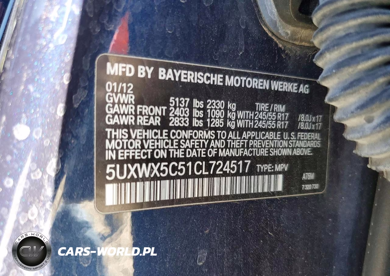 2012 BMW X3 xDrive28I VIN:5UXWX5C51CL724517 - 13