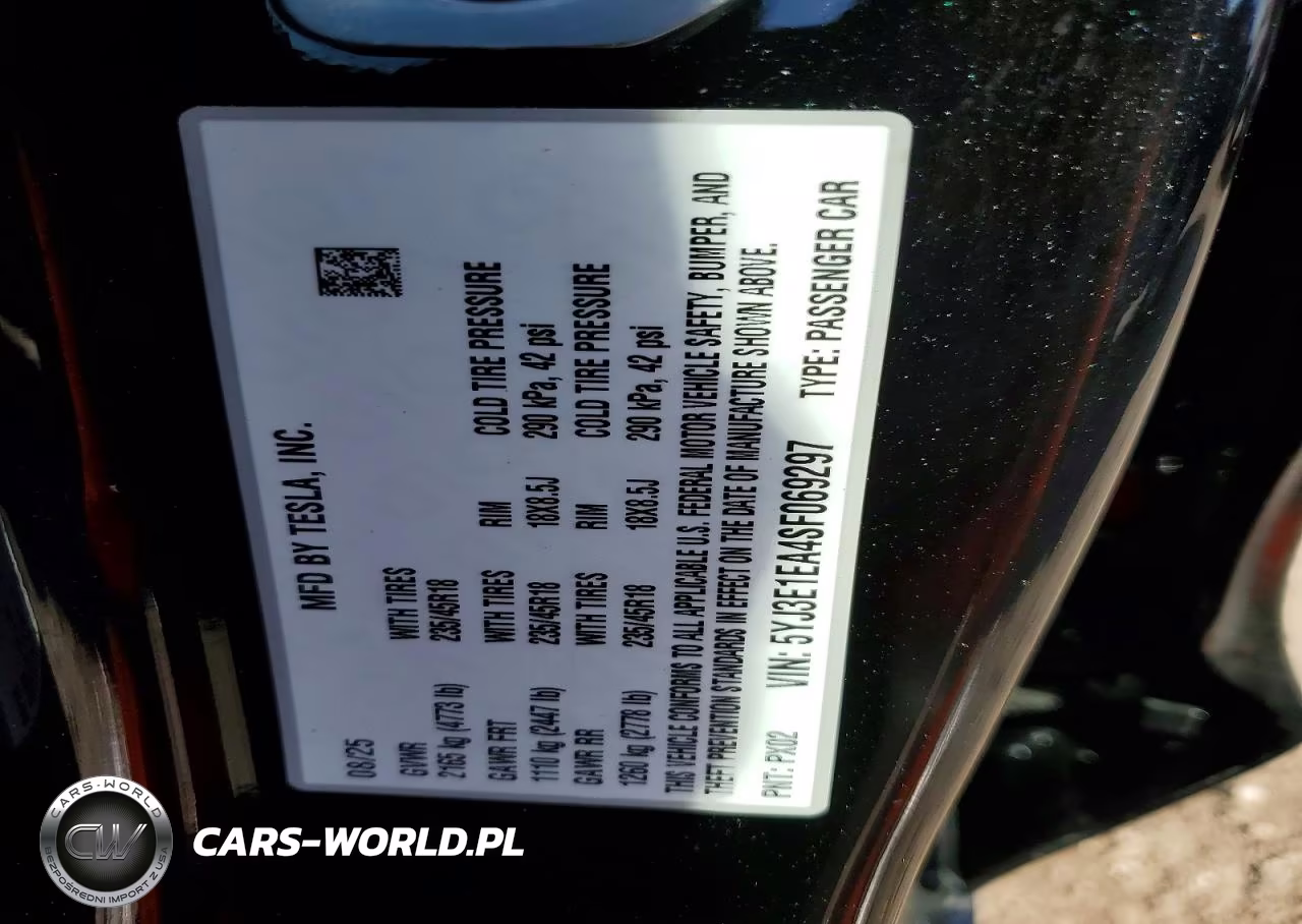 2025 Tesla Model 3 VIN:5YJ3E1EA4SF069297 - 12