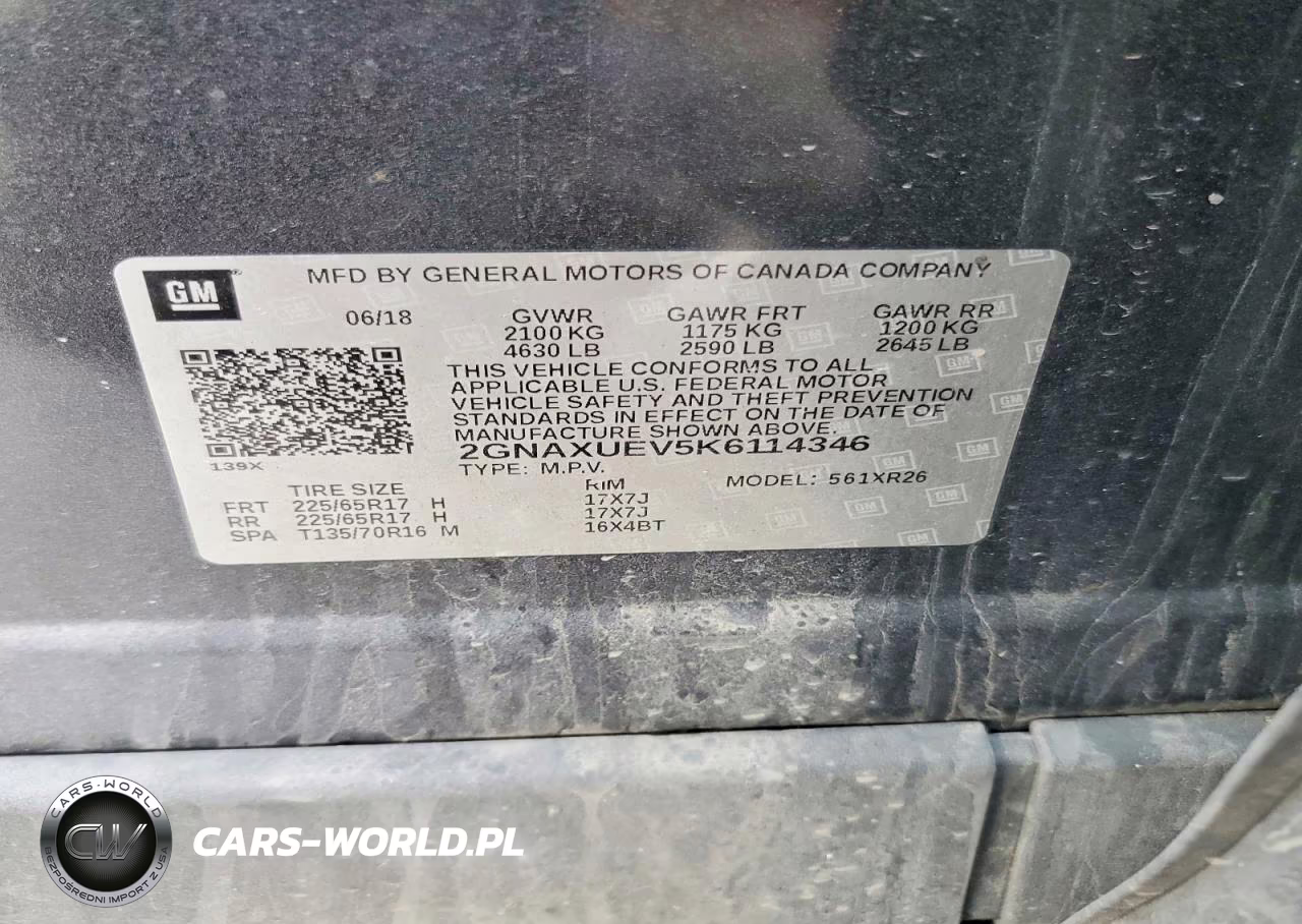 2019 Chevrolet Equinox Lt VIN:2GNAXUEV5K6114346 - 12