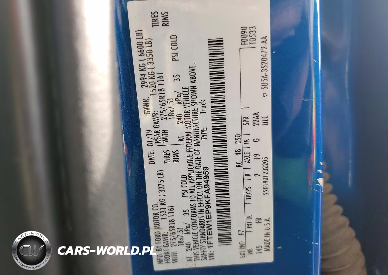 2019 Ford F150 Supercrew VIN:1FTEW1EP9KFA94959 - 12