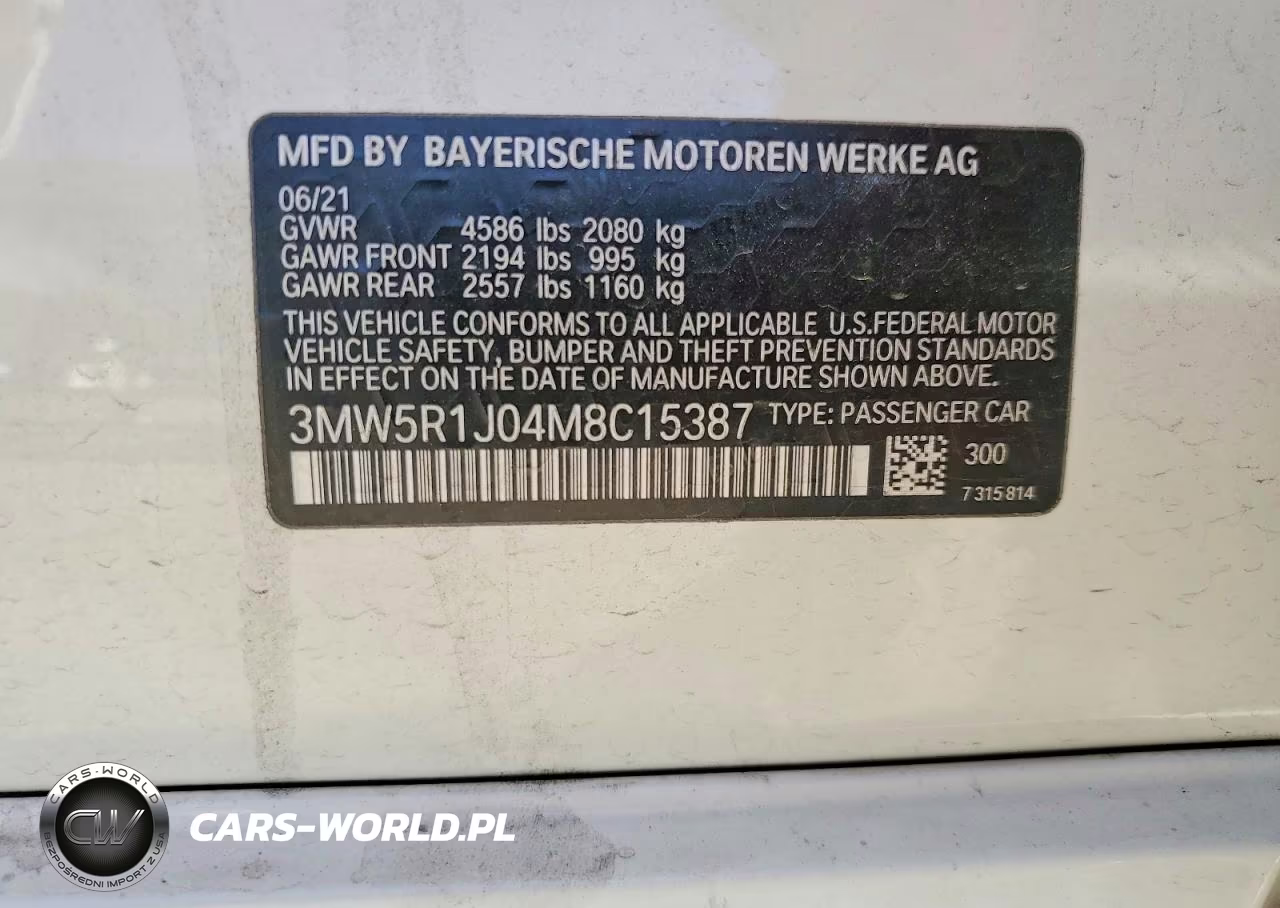 2021 BMW 330I VIN:3MW5R1J04M8C15387 - 12