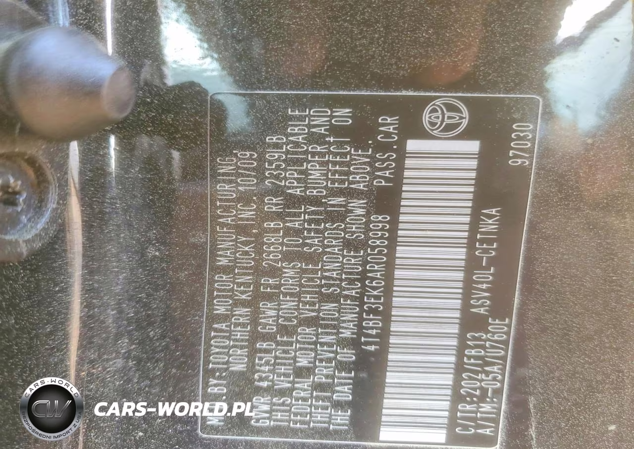 2010 Toyota Camry Le VIN:4T4BF3EK6AR058998 - 12
