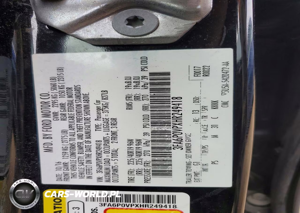 2017 Ford Fusion Sport VIN:3FA6P0VPXHR249418 - 12