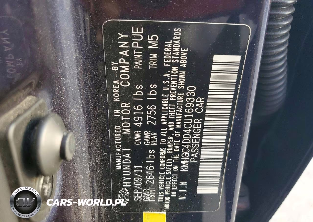 2012 Hyundai Genesis 3.8L VIN:KMHGC4DD4CU169330 - 12