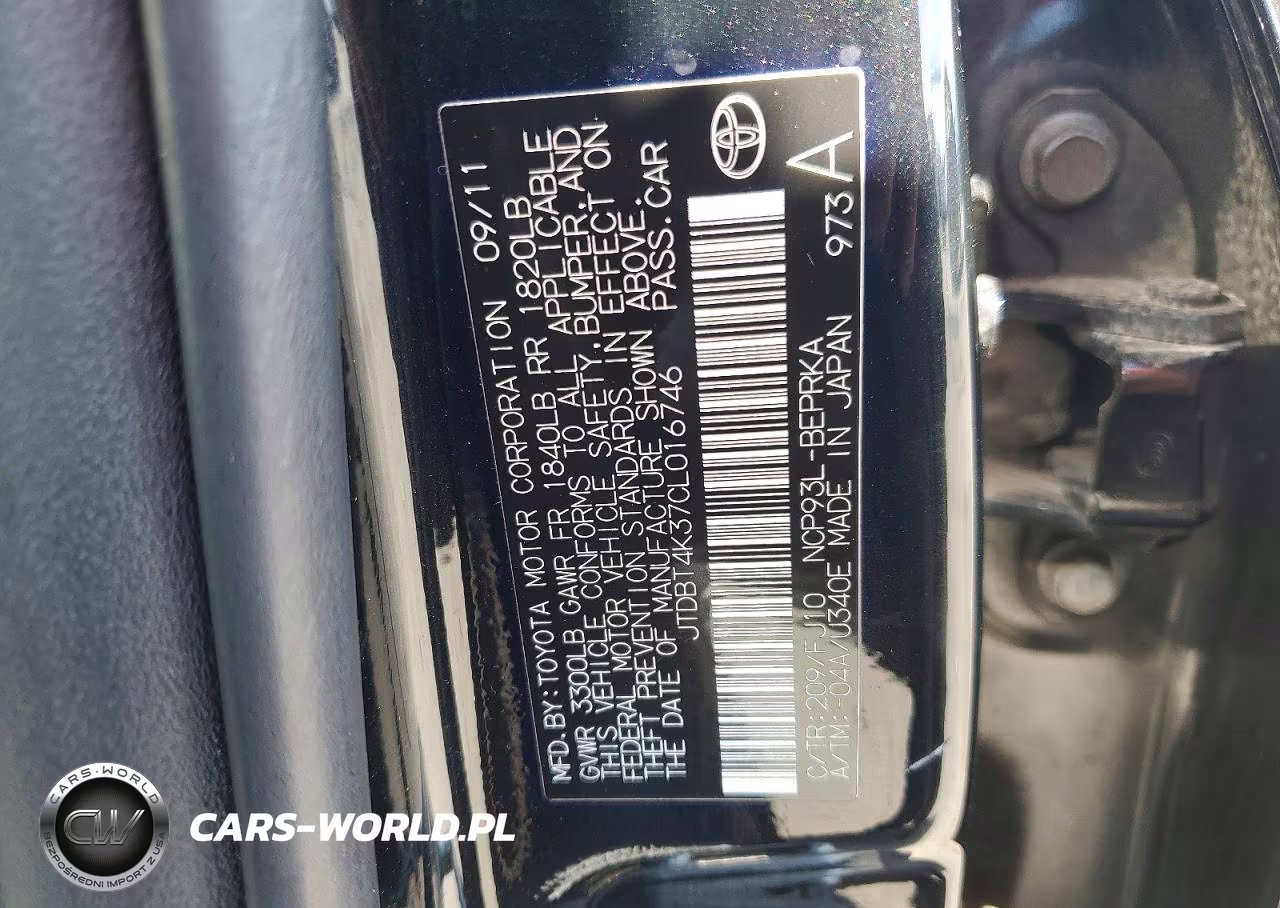 2012 Toyota Yaris Fleet VIN:JTDBT4K37CL016746 - 12