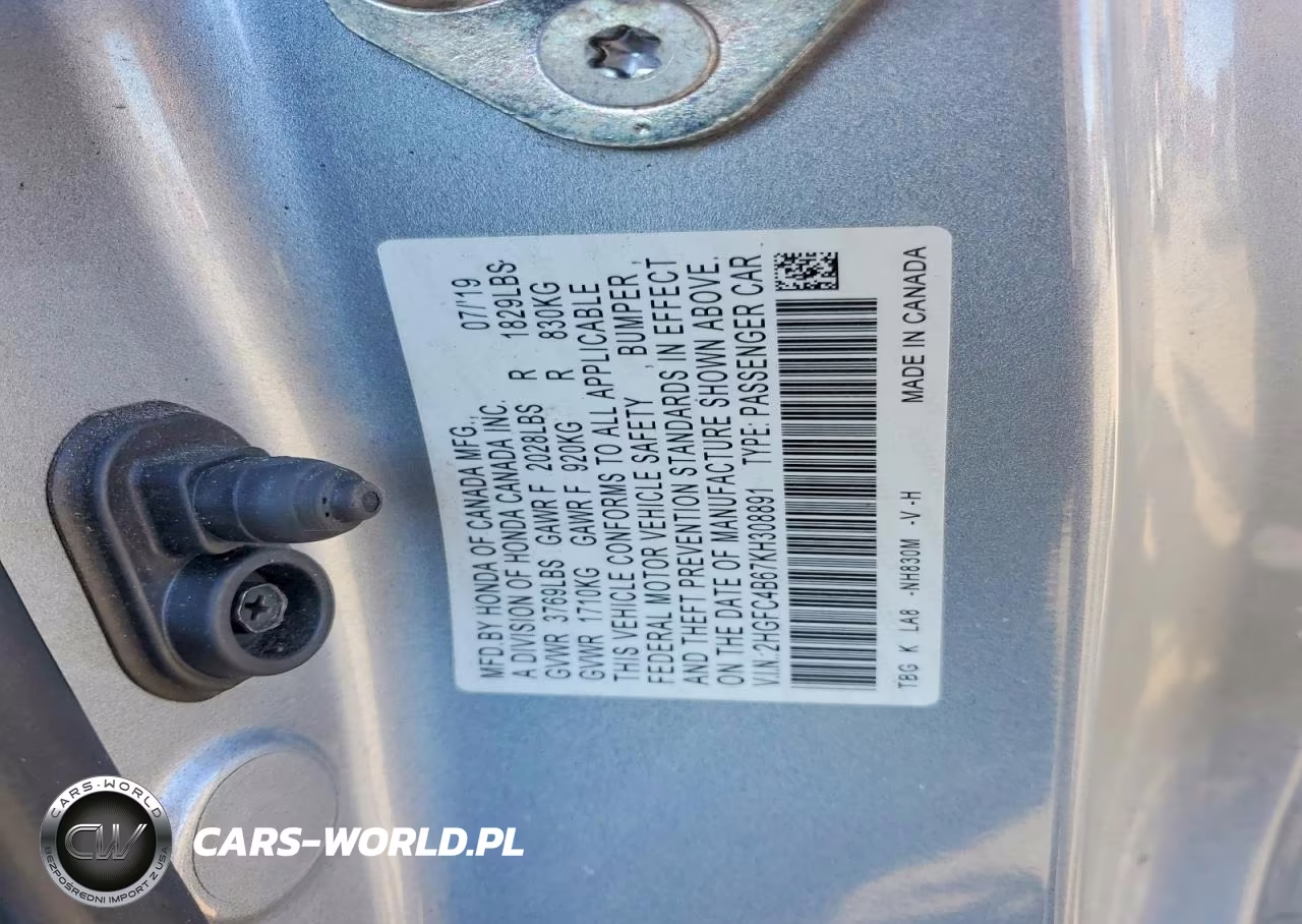 2019 Honda Civic Lx VIN:2HGFC4B67KH308891 - 13