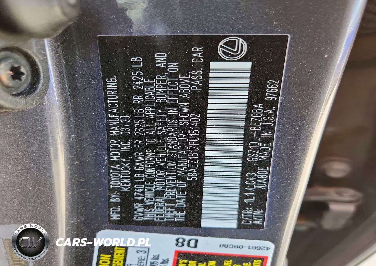 2023 Lexus Es 350 Luxury VIN:58AEZ1B17PU151402 - 12