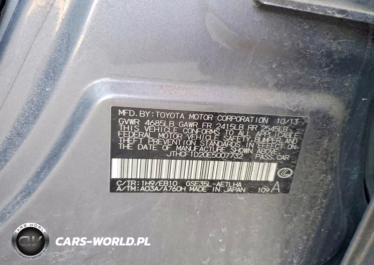 2014 Lexus Is 250 Base VIN:JTHCF1D20E5007732 - 12