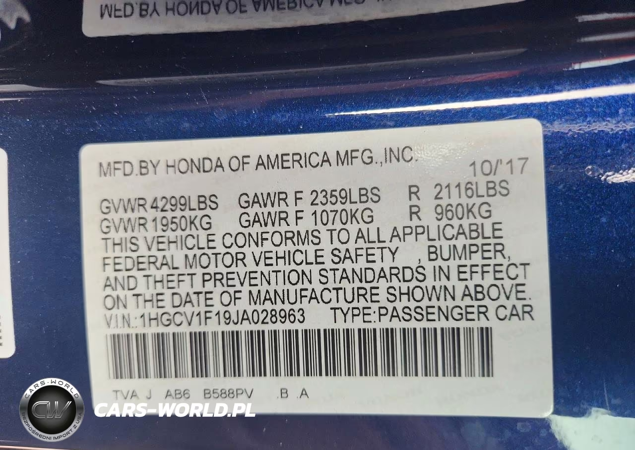 2018 Honda Accord Lx VIN:1HGCV1F19JA028963 - 13