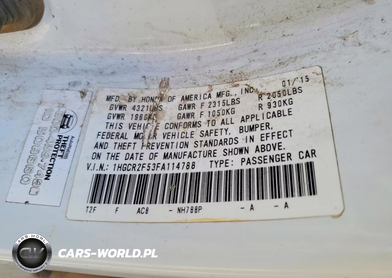 2015 Honda Accord Sport VIN:1HGCR2F53FA114788 - 13