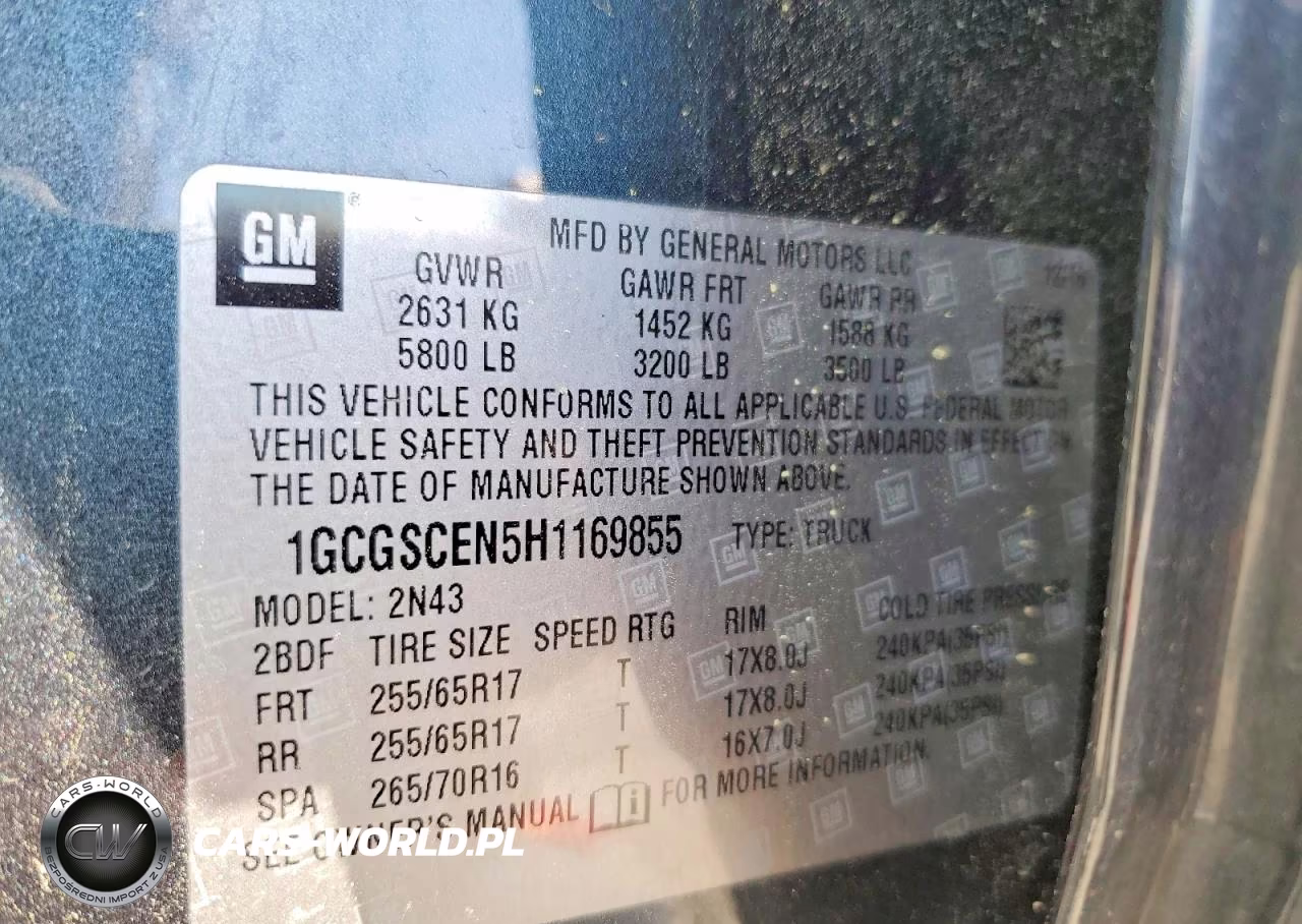 2017 Chevrolet Colorado Lt VIN:1GCGSCEN5H1169855 - 12