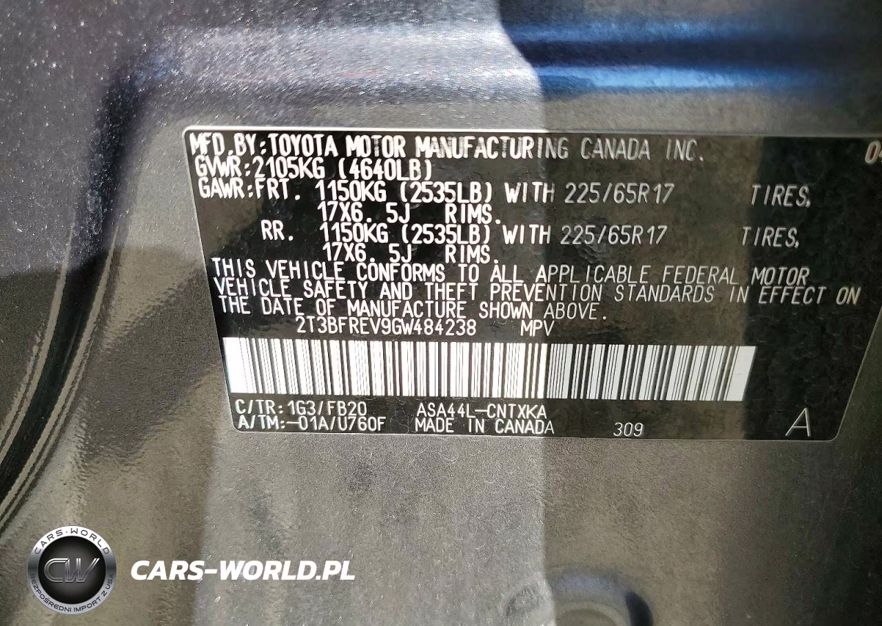 2016 Toyota Rav4 Le VIN:2T3BFREV9GW484238 - 12