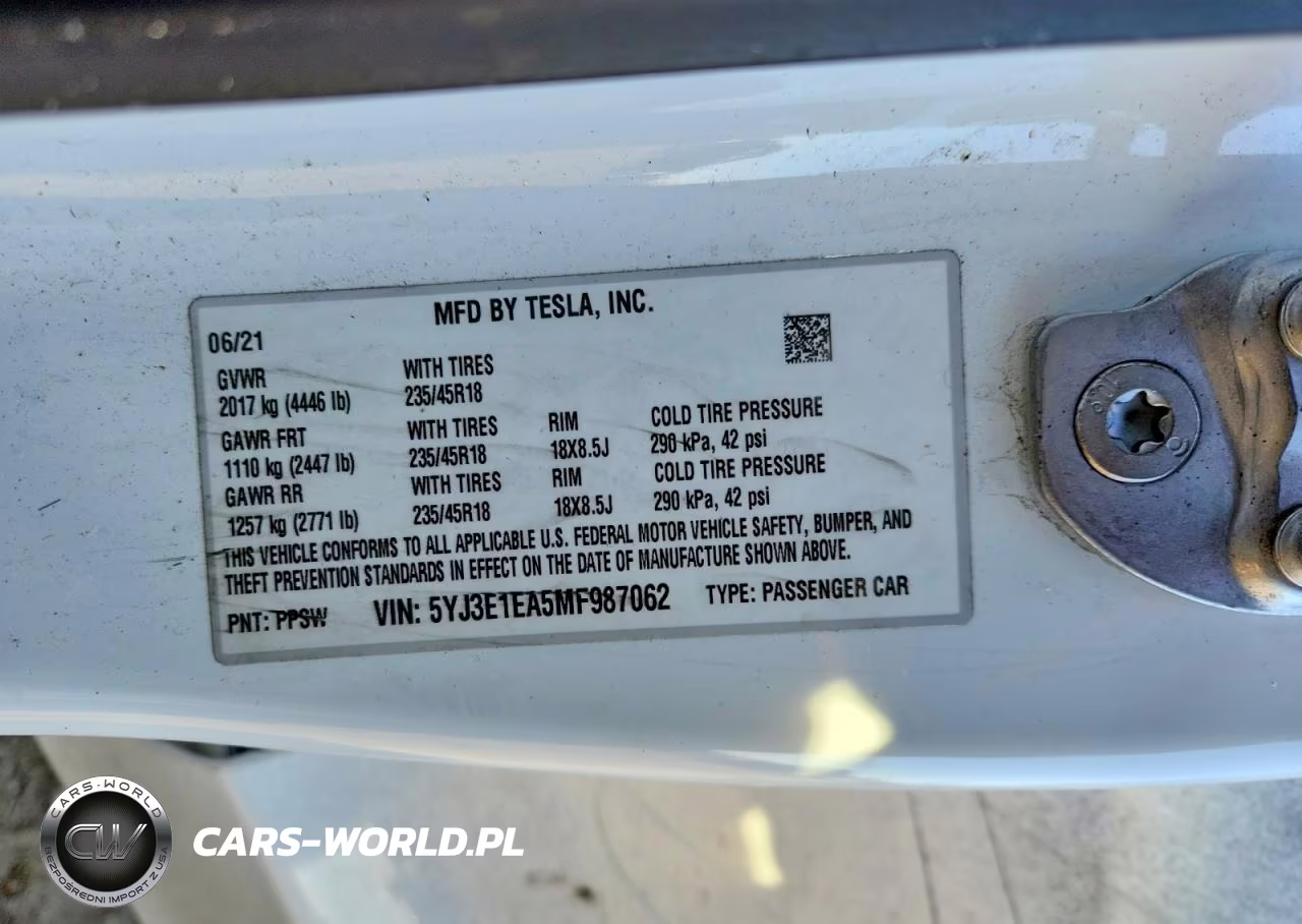 2021 Tesla Model 3 VIN:5YJ3E1EA5MF987062 - 12