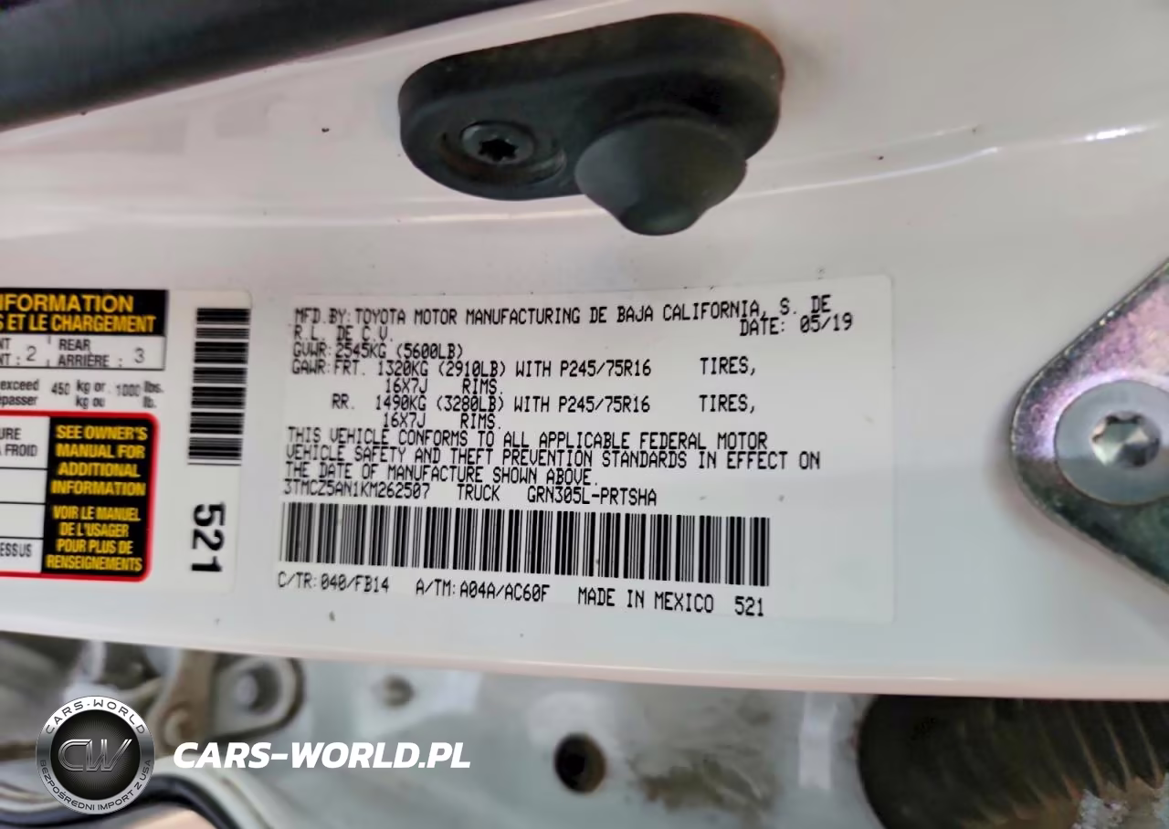 2019 Toyota Tacoma Sr V6 VIN:3TMCZ5AN1KM262507 - 12