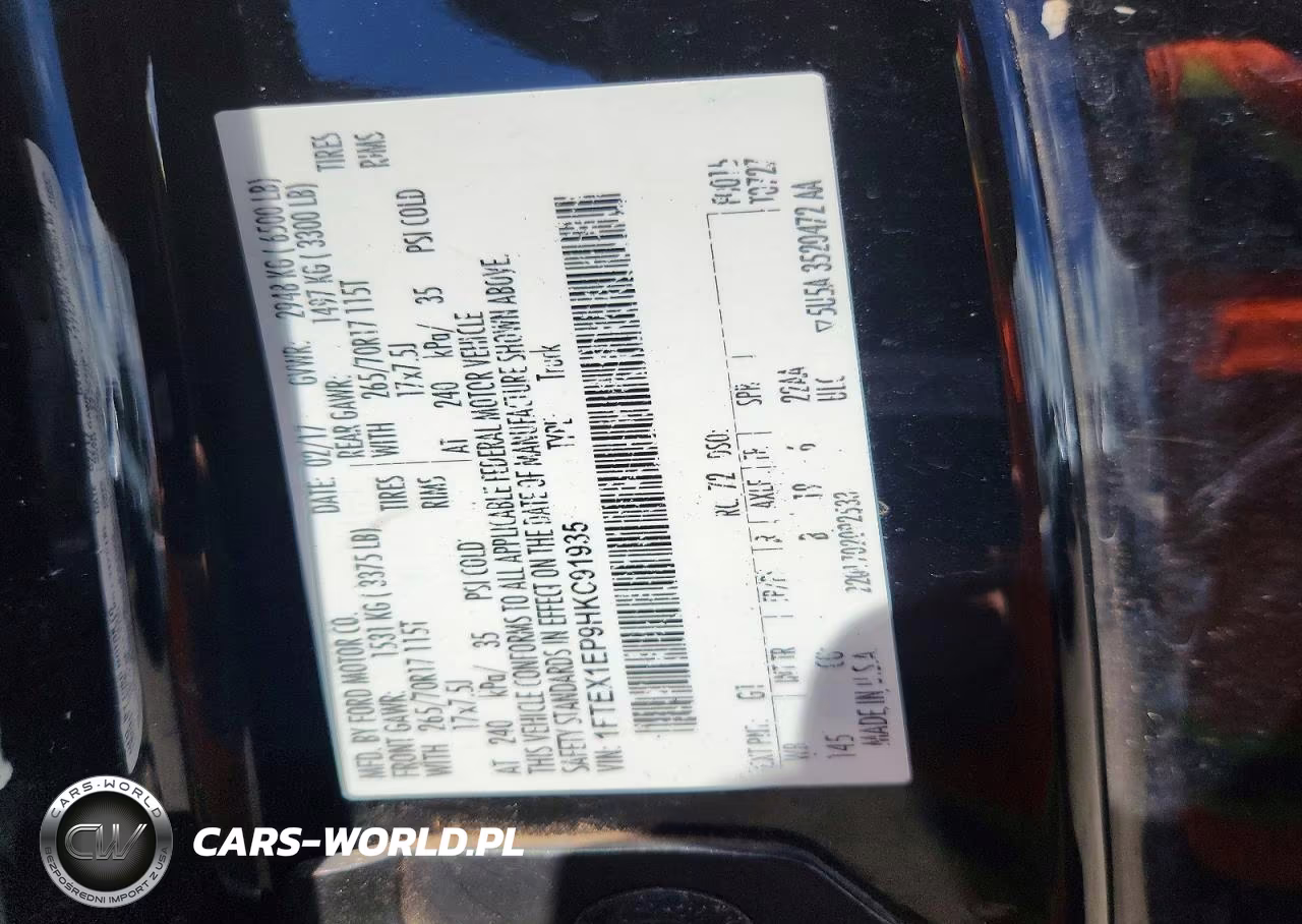 2017 Ford F150 Super Cab VIN:1FTEX1EP9HKC91935 - 12