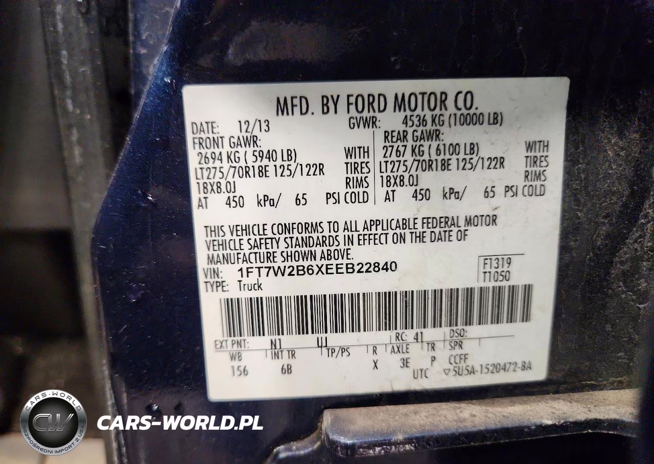 2014 Ford F250 Super Duty VIN:1FT7W2B6XEEB22840 - 13