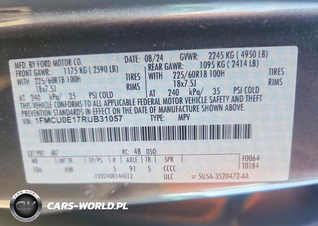 2024 Ford Escape VIN:1FMCU0E17RUB31057 - 12