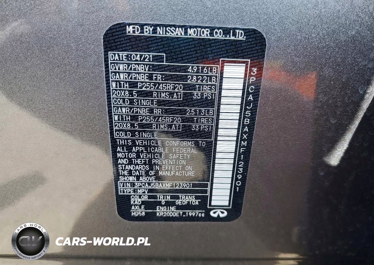 2021 Infiniti Qx50 Luxe VIN:3PCAJ5BAXMF123901 - 13