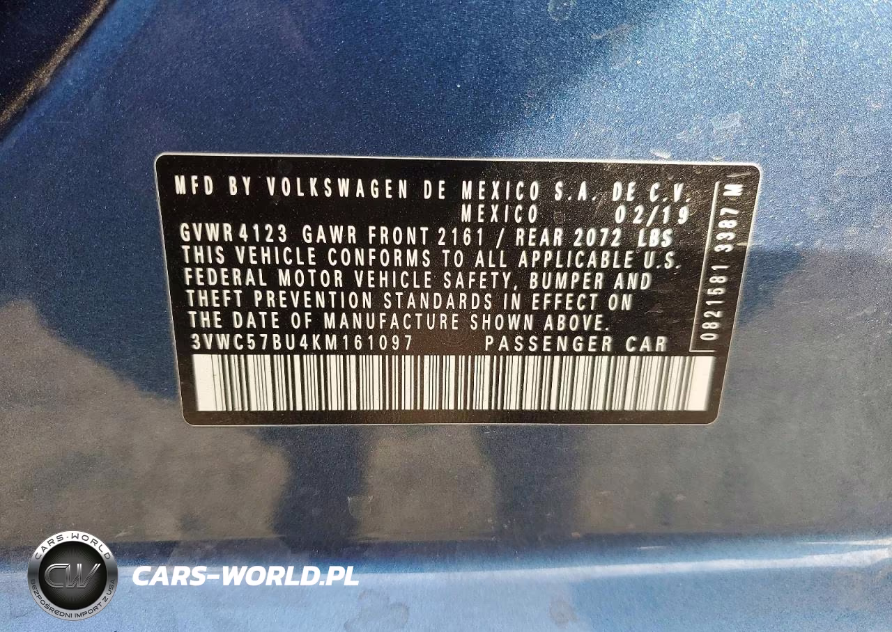 2019 Volkswagen Jetta S VIN:3VWC57BU4KM161097 - 12