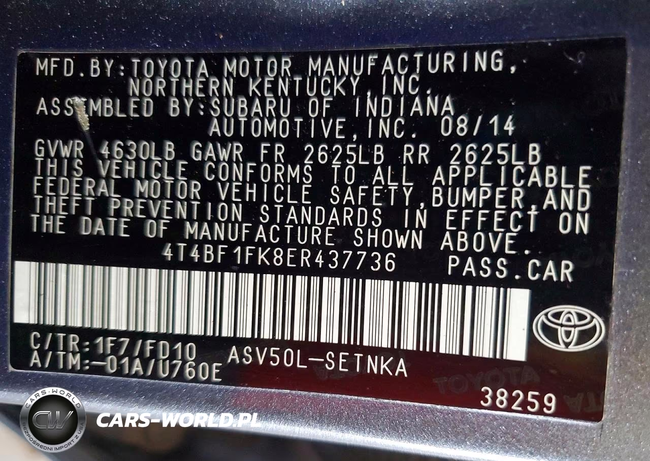 2014 Toyota Camry Le VIN:4T4BF1FK8ER437736 - 12
