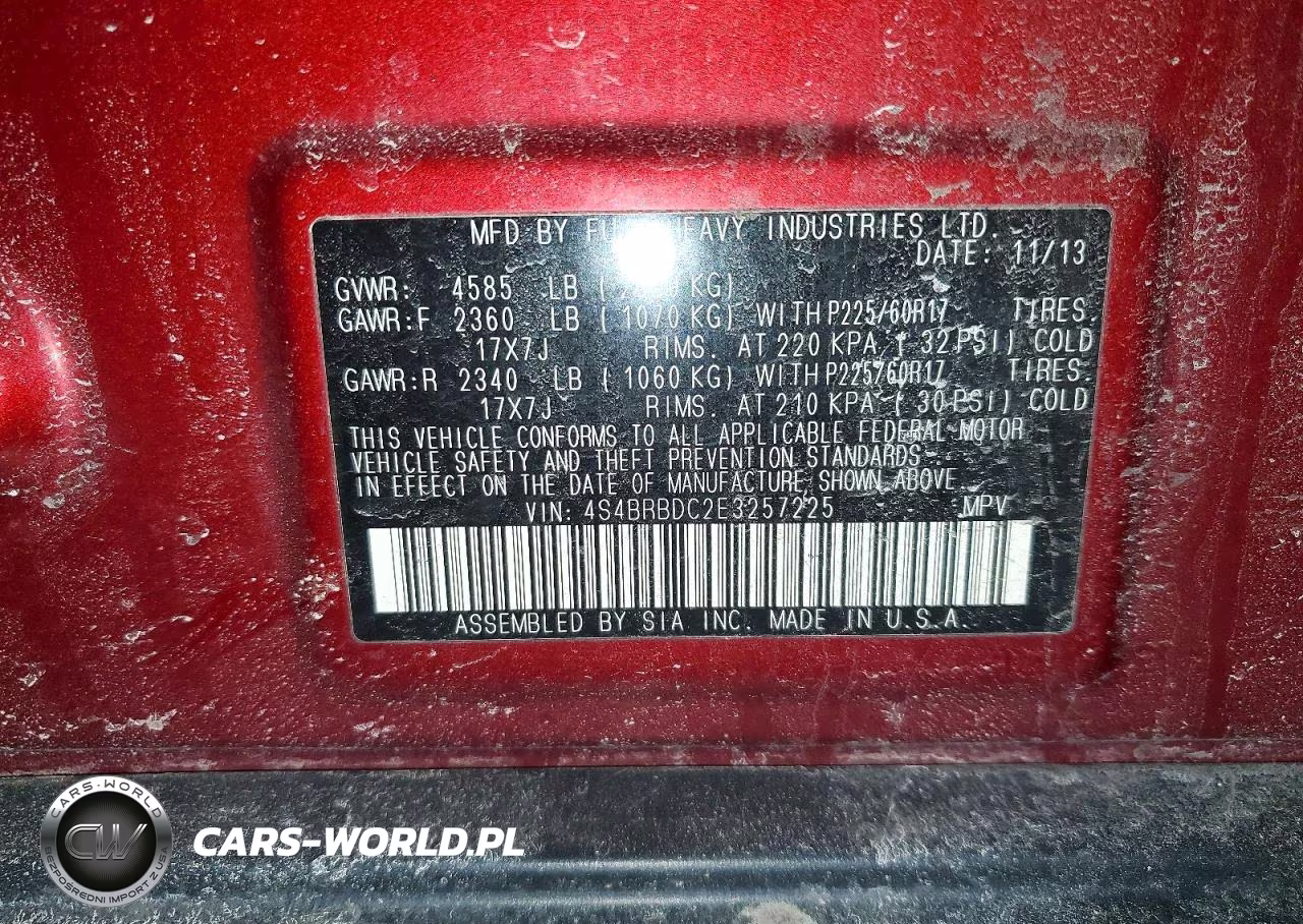 2014 Subaru Outback 2.5I Premium VIN:4S4BRBDC2E3257225 - 13