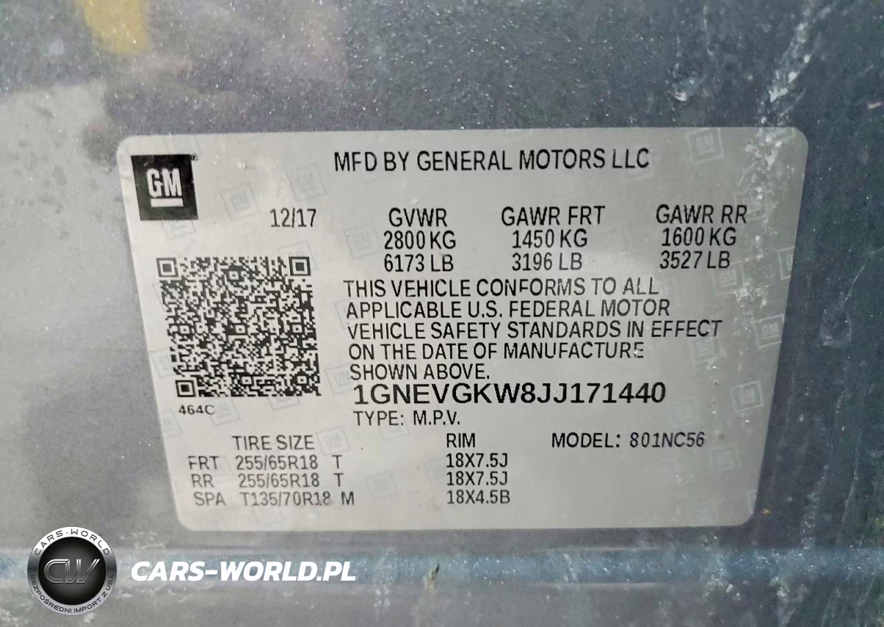 2018 Chevrolet Traverse Lt VIN:1GNEVGKW8JJ171440 - 13