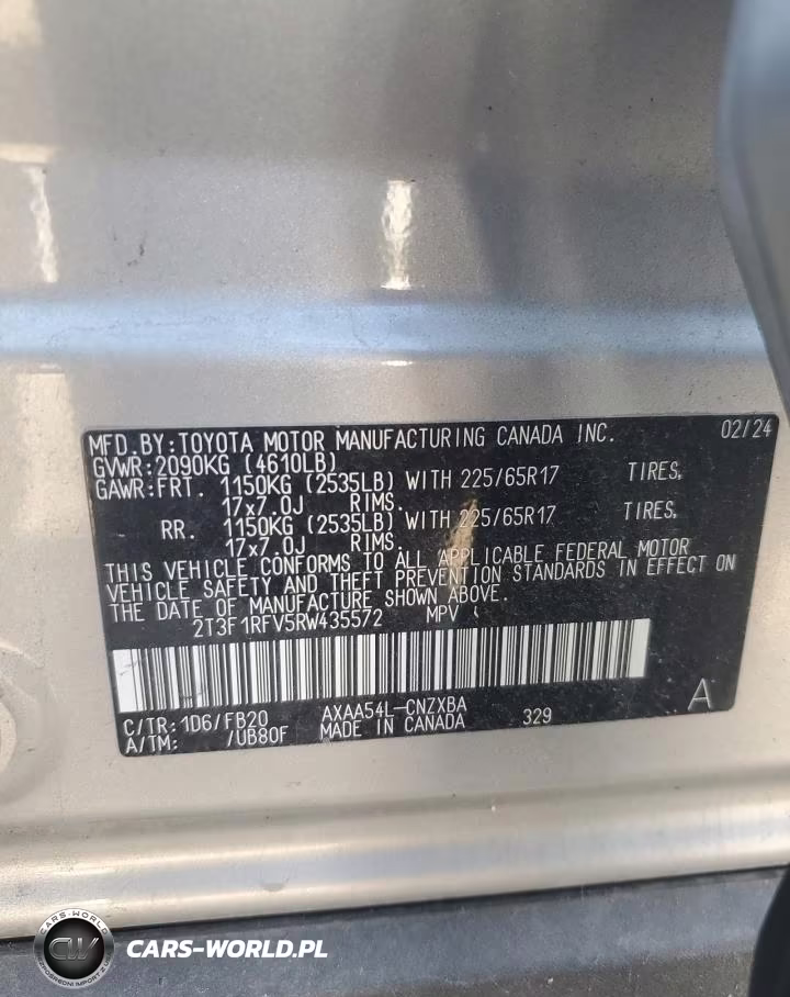 2024 Toyota Rav4 Le VIN:2T3F1RFV5RW435572 - 13
