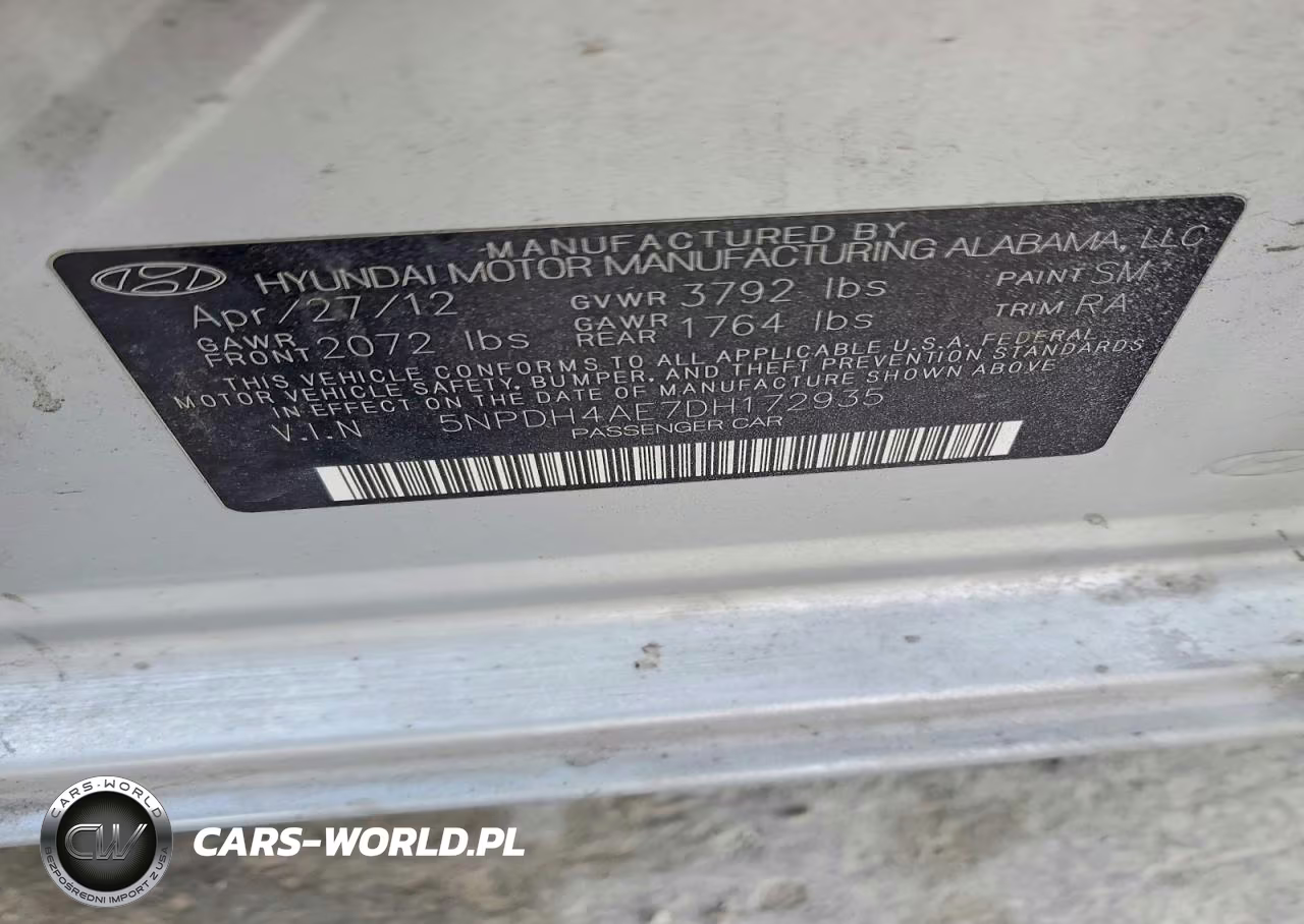 2013 Hyundai Elantra Gls VIN:5NPDH4AE7DH172935 - 12